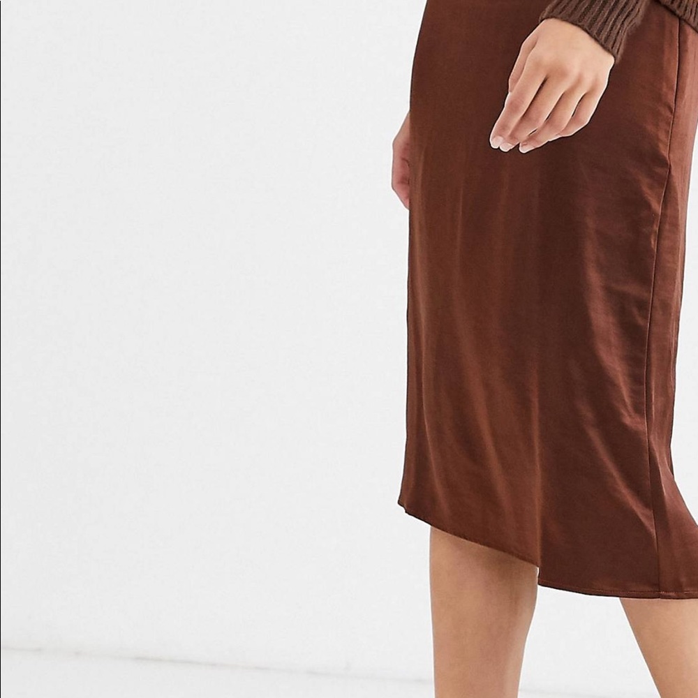 Asos silk brown skirt